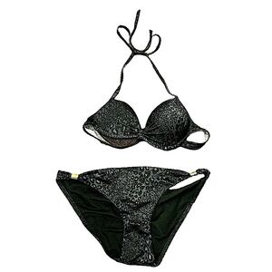 Victoria secret cheetah print black gray bikini size medium